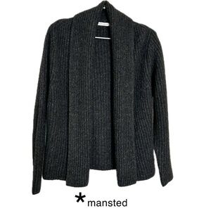 Mansted Denmark 100% Yak Wool Shawl Collar Open Cardigan Charcoal Size S